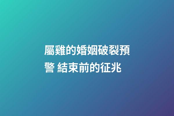 屬雞的婚姻破裂預警 結束前的征兆
